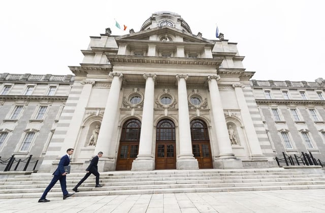 Minister for Public Expenditure, Infrastructure, Public Service Reform and Digitalisation, Jack Chambers TD and Minister for Finance: Paschal Donohoe TD outside Government Buildings ahead of publication of Budget 2026