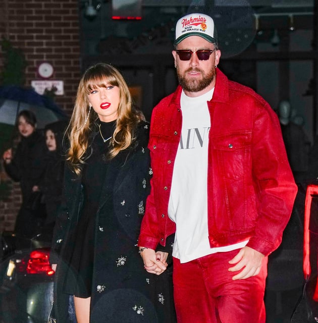 Taylor Swift and Travis Kelce are seen on December 28, 2024 in New York.