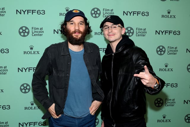 Josh Safdie, left, and Timothée Chalamet attend the New York Film Festival secret screening of "Marty Supreme" on Oct. 6.