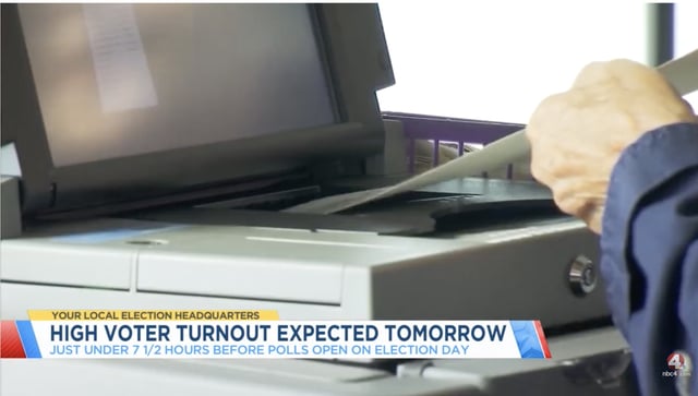 A voter casts a ballot in the 2024 presidential election.