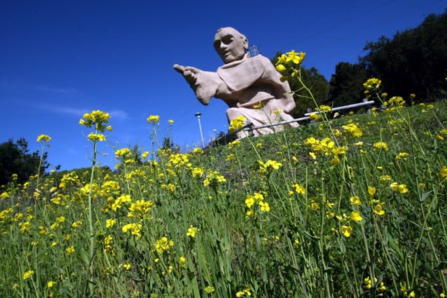The statue of Father Serra at the rest stop and scenic viewpoint in San Mateo County on Tuesday, February 22, 2005. (Karen T. Borchers/Bay Area News Group archive)