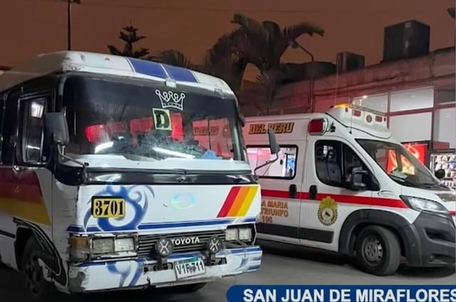 Dos sujetos dispararon contra el chofer de una unidad de la línea D y huyeron en motocicleta. El trabajador fue trasladado de emergencia al hospital María Auxiliadora. (Captura: Buenos Días Perú)