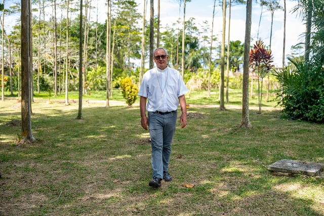 Bishop Miguel Ángel Cadenas attends an Amazon Water Summit in Iquitos, Peru, Oct. 1, 2025. (AP Photo/Junior Raborg)