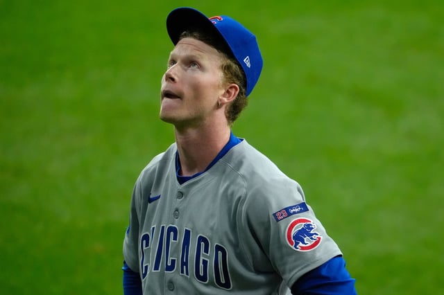 MILWAUKEE, WISCONSIN - OCTOBER 06: Pete Crow-Armstrong #4 of the Chicago Cubs looks on during the fourth inning against the Milwaukee Brewers in game two of the National League Division Series at American Family Field on October 06, 2025 in Milwaukee, Wisconsin. (Photo by Patrick McDermott/Getty Images)