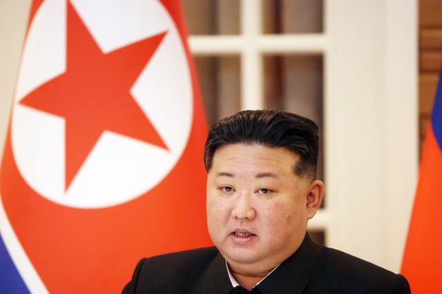 North Korean Supreme Leader Kim Jong Un speaks during a press confernce, June 19, 2024, in Pyongyang, North Korea. (Photo by Contributor/Getty Images)