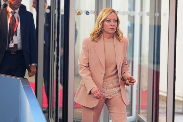 Italy's Prime Minister Giorgia Meloni arrives on the day of the European Political Community summit in Copenhagen, Denmark, October 2, 2025. Thomas Traasdahl/Ritzau Scanpix/via REUTERS