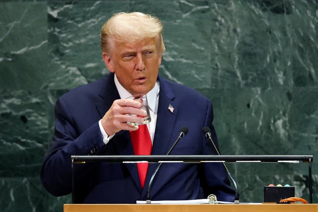 El presidente de Estados Unidos, Donald Trump, se dirige a la 80ª Asamblea General de las Naciones Unidas en la sede de la ONU en Nueva York, Estados Unidos. 23 de septiembre de 2025.  | Crédito: REUTERS/MIKE SEGAR