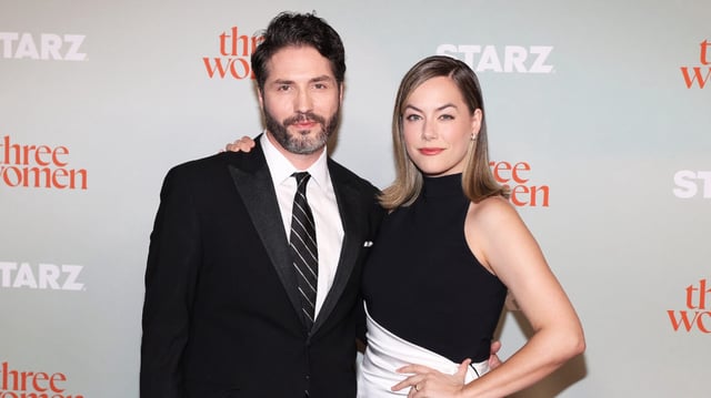 John Patrick Amedori and Annika Noelle attend STARZ's 'Three Women' New York Premiere at The Times Center on September 09, 2024 in New York City.