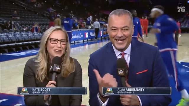 Kate Scott during a Philadelphia 76ers broadcast. (NBC Sports Philadelphia)