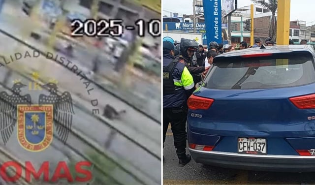 Grave accidente en Comas: vehículo choca con moto policial y deja tres heridos cerca a la estación Belaunde del Metropolitano