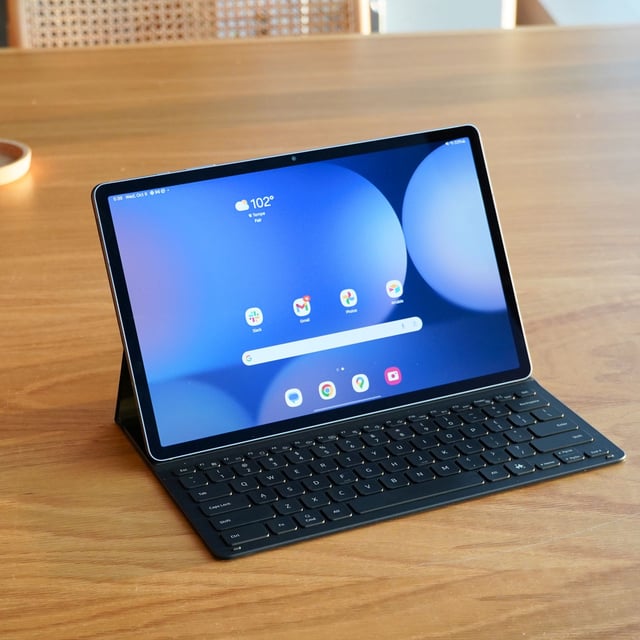 The Samsung Galaxy Tab S10+ on a desk.