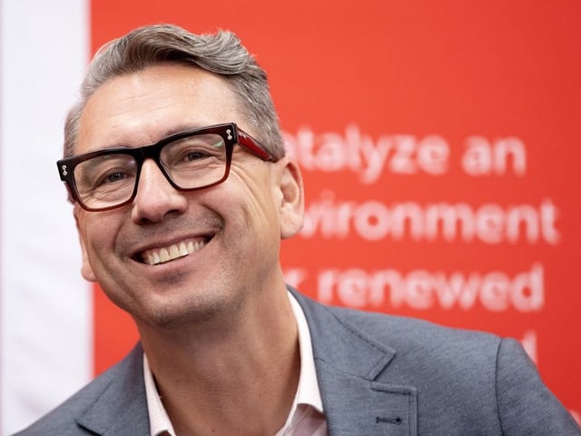 Mayoral candidate Michael Walters takes part in The Chinatown Safety Council and REACH Edmonton's municipal election mixer at the Chinatown Transformation Collaborative Society in Edmonton on Saturday, Oct. 4, 2025.