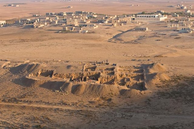 Aerial view of the excavations at the Neolithic site of Tell Halula in Syria  