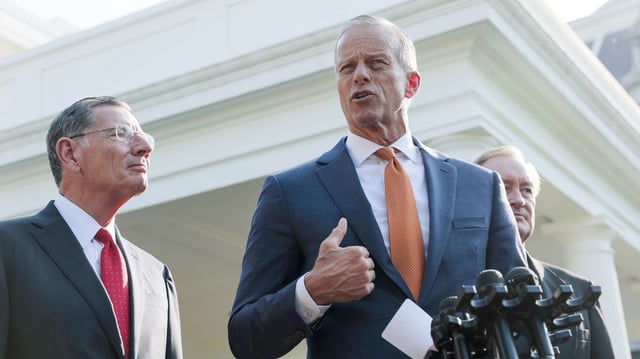 Senate Majority Leader Sen. John Thune (R-SD) and Sen. John Barrasso (R-WY) Photo: Anna Moneymaker/Getty Images