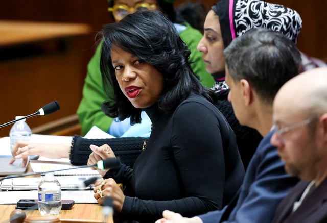Commissioner of the Department of Cultural Affairs and Special Events Clinée Hedspeth speaks during a Committee on Special Events meeting at City Hall, Feb. 4, 2025. (Eileen T. Meslar/Chicago Tribune)