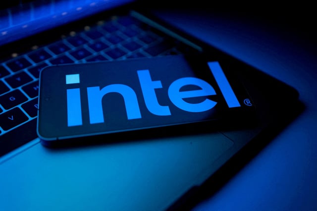 An Intel logo appears in this illustration taken August 25, 2025. REUTERS/Dado Ruvic/Illustration/File Photo