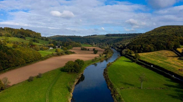 Salmon once thrived in the River Wye, seen from Llandogo in Wales, but its condition has deteriorated