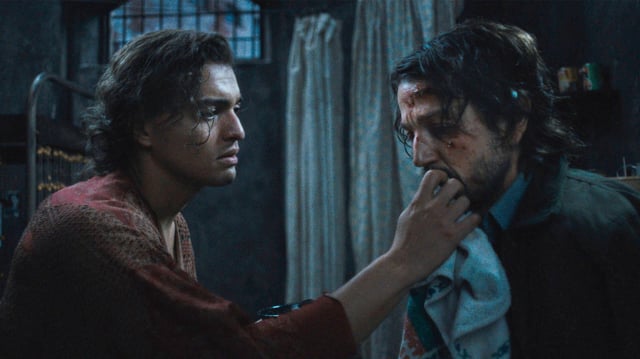 Tonatiuh, left, and Diego Luna in a scene from “Kiss of The Spider Woman.” 