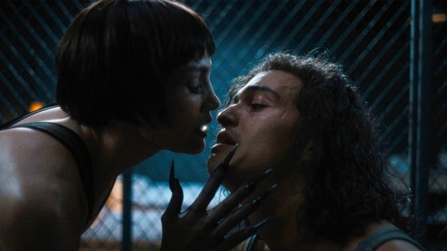 Jennifer Lopez, left, and Tonatiuh in a scene from “Kiss of The Spider Woman.”
