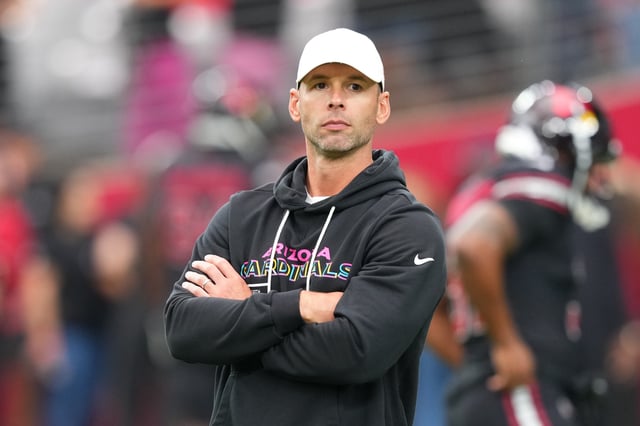 Oct 5, 2025; Glendale, Arizona, USA; Arizona Cardinals head coach Jonathan Gannon stands on the field before their game against the Tennessee Titans at State Farm Stadium. Mandatory Credit: Matt Kartozian-Imagn Images/ File Photo