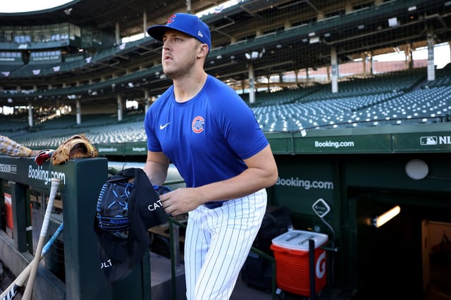 Chicago Cubs pitcher Jameson Taillon comes out onto the field for a team workout at Wrigley Field in Chicago on Tuesday, Oct. 7, 2025, ahead of Wednesday’s Game 3 of the NL Division Series against the Milwaukee Brewers.(Chris Sweda/Chicago Tribune)