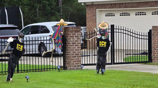 Halloween decorations in the front of Mobile County Sheriff Paul Burch's private home in Alabama.