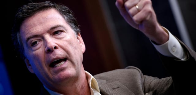 L'ancien directeur du FBI, la police fédérale américaine, James Comey, en promotion de son livre "A Higher Loyalty" à la Brookings Institution à Washington DC, le 11 mai 2018