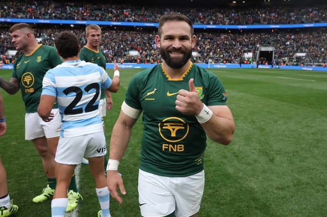 Springbok scrumhalf Cobus Reinach celebrates after their victory in the Rugby Championship match against Argentina at Twickenham last weekend. Picture: David Rogers/Getty Images
