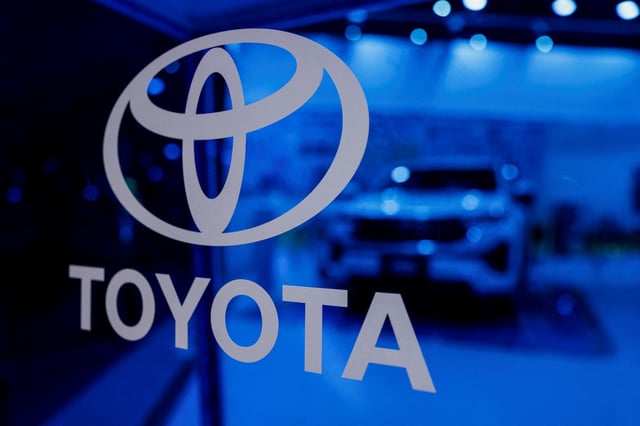Toyota's logo is seen at an exhibition stall at the Bharat Mobility Global Expo organised by India's commerce ministry at Pragati Maidan in New Delhi, India, February 1, 2024. REUTERS/Anushree Fadnavis