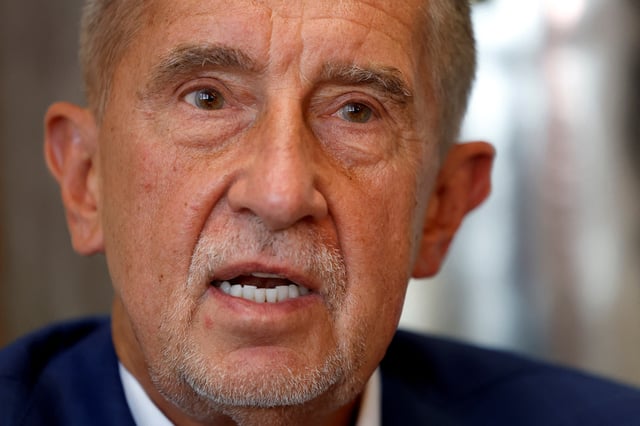 Former Czech Prime Minister and leader of the ANO party, Andrej Babis, speaks during an interview with Reuters in Prague, Czech Republic, July 14, 2025. REUTERS/David W Cerny/File Photo