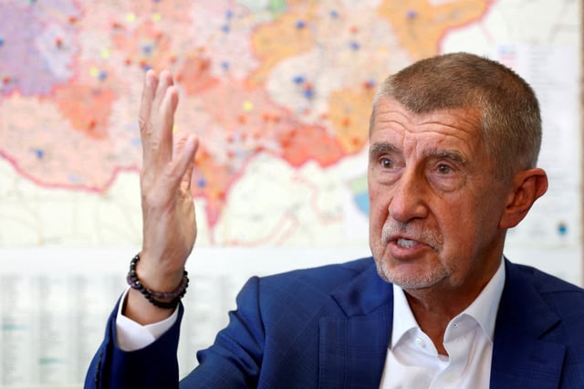 Former Czech Prime Minister and leader of the ANO party, Andrej Babis, speaks during an interview with Reuters in Prague, Czech Republic, July 14, 2025. REUTERS/David W Cerny/File Photo