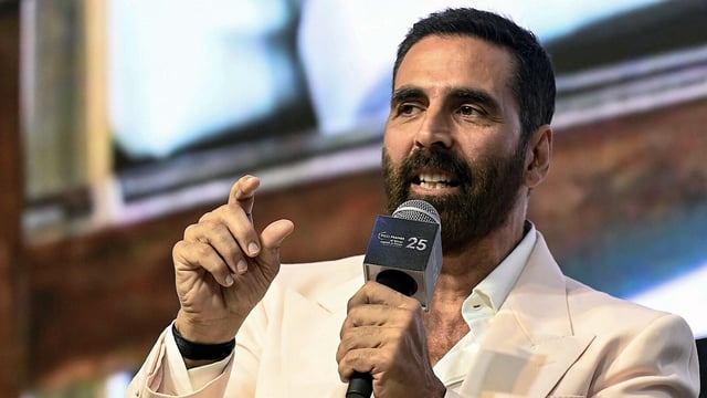 Actor Akshay Kumar at FICCI Frames, a convention of the Indian film industry, in Mumbai on October 7, 2025, where he also interviewed CM Devendra Fadnavis.