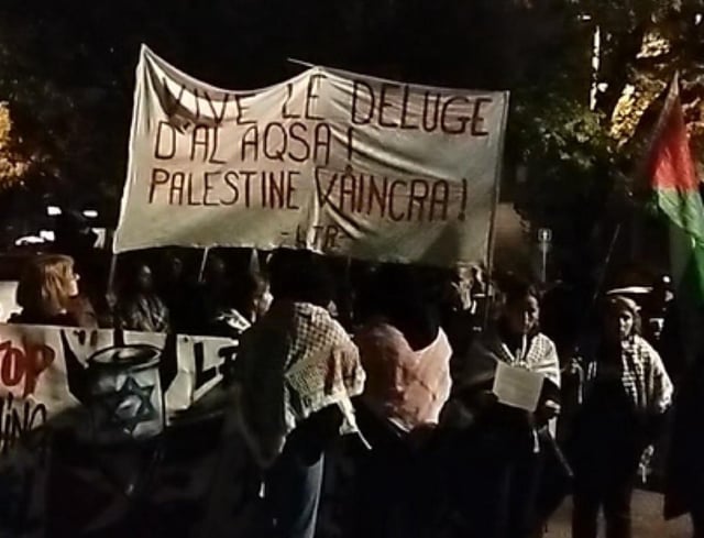 La banderole affichée en tête de cortège ce mardi 7 octobre lors d’une manifestation à Vénissieux, dans la métropole de Lyon.