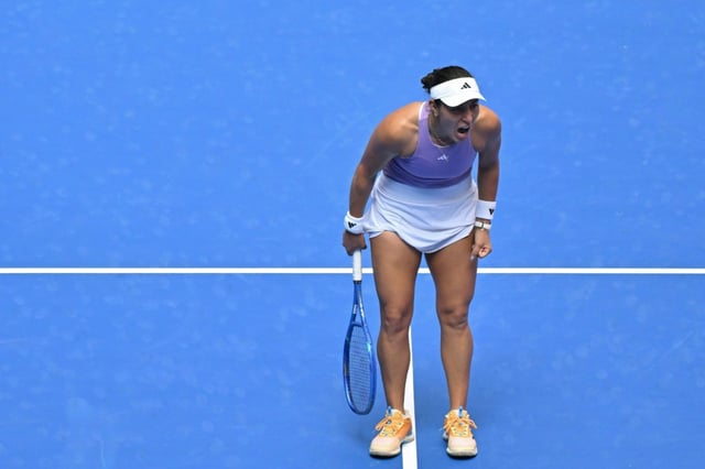 Jessica Pegula celebrates winning against compatriot Hailey Baptiste  after almost three hours on court