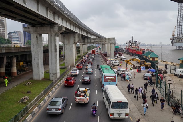 A general view of road traffic along the Marina in Lagos, Nigeria, July 18, 2024. REUTERS/Marvellous Durowaiye