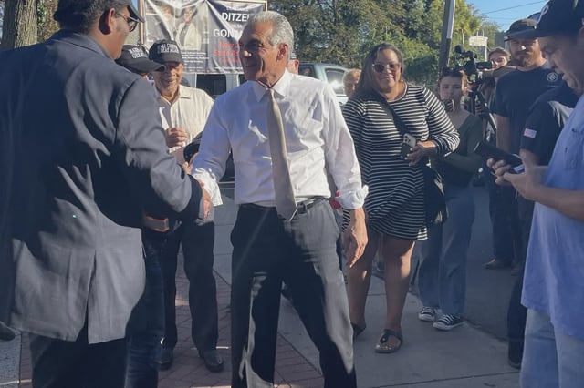 Republican Jack Ciattarelli campaigns in Camden, New Jersey.