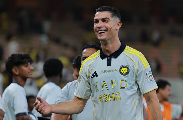 Soccer Football - Saudi Pro League - Al Ittihad v Al Nassr - King Abdullah Sport City Stadium, Jeddah, Saudi Arabia - September 26, 2025 Al Nassr's Cristiano Ronaldo celebrates after the match REUTERS/Stringer
