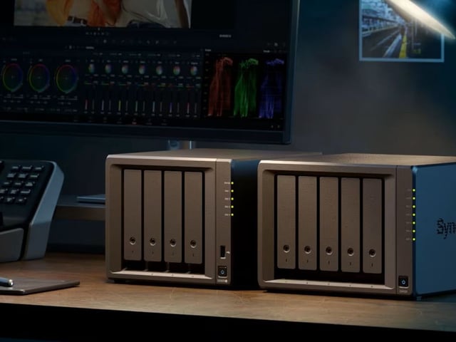 The Synology DiskStation DS925+ and DX525 NAS units placed on a desk