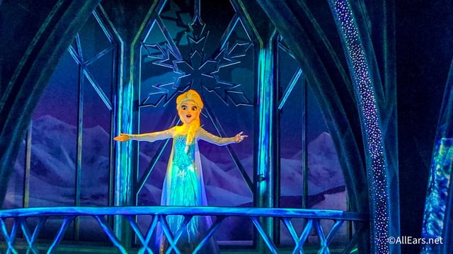 Elsa in her ice palace at Hong Kong Disneyland
