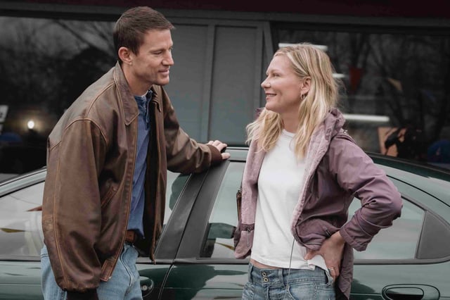 Jeffrey (Channing Tatum) falls for Leigh (Kirsten Dunst) while on the run in the crime dramedy "Roofman," based on a true story.