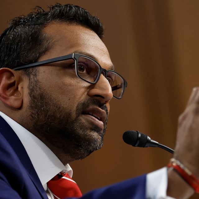 WASHINGTON, DC - SEPTEMBER 16: Federal Bureau of Investigation Director Kash Patel calls Sen. Adam Schiff (D-CA) a "fraud" while testifying before the Senate Judiciary Committee in the Hart Senate Office Building on Capitol Hill on September 16, 2025 in Washington, DC. "You are the biggest fraud to ever sit in the U.S. Senate," Patel told Schiff. "You are a disgrace to this institution and an utter coward." Patel was questioned by senators about last week's assassination of Turning Point USA founder Charlie Kirk and Patel's social media posts related to the FBI's investigation of the shooting, among other topics. (Photo by Chip Somodevilla/Getty Images)