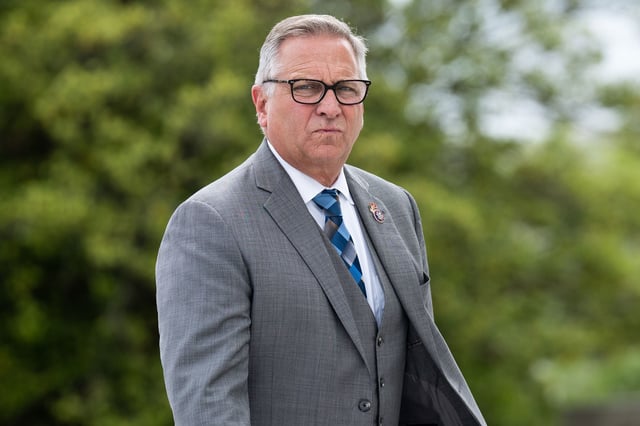 Rep. Michael Bost walks up the House steps for a vote in the US Capitol on May 12, 2022.