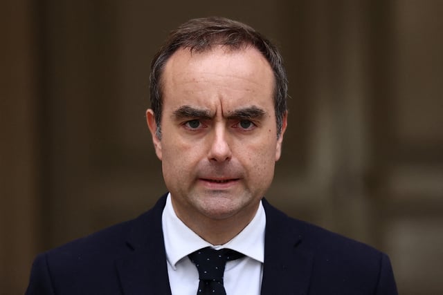 French outgoing Prime Minister Sebastien Lecornu, who presented his government's resignation to the French president this morning, delivers a statement at the Hotel Matignon in Paris, France, October 6, 2025. REUTERS/Stephane Mahe/Pool