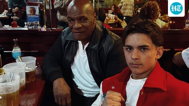 Arturo Gatti Jr, the son of late boxing legend Arturo Gatti, with Mike Tyson.