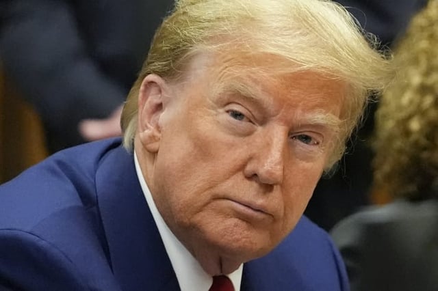 FILE - Former President Donald Trump awaits the start of a pre-trial hearing with his defense team at Manhattan criminal court, Monday, March 25, 2024, in New York. Trumps history-making criminal trial is set to start Monday, April 15, with a group of 12 jurors and six alternates chosen to decide whether Trump is guilty of a crime. The idea is to get people who are willing to put their personal opinions aside and make a decision based on the evidence. (AP Photo/Mary Altaffer, Pool)