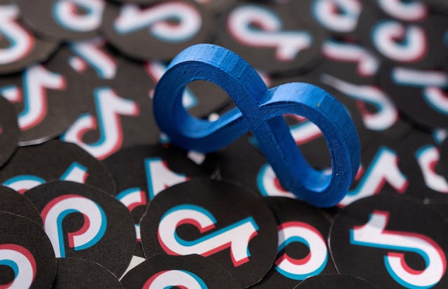 Meta and TikTok logos are seen in this illustration taken February 15, 2022. REUTERS/Dado Ruvic/Illustration/File Photo