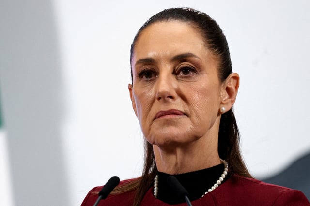 Mexico's President Claudia Sheinbaum listens to a question during her daily news conference at National Palace, in Mexico City, Mexico, June 25, 2025. REUTERS/Raquel Cunha/File Photo