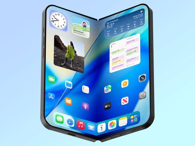 iPhone fold on a blue background