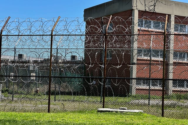 FILE - The Rikers Island jail complex in the Bronx borough of New York, May 7, 2024. (AP Photo/Ted Shaffrey, File)