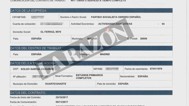Contrato de Koldo García con el PSOE en octubre de 2017